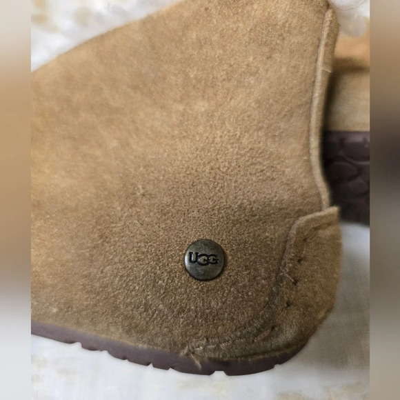 UGG ALENA KIDS MOCCASIN CHESTNUT SUEDE SLIPPERS US KIDS SIZE 1 - Picture 7 of 8